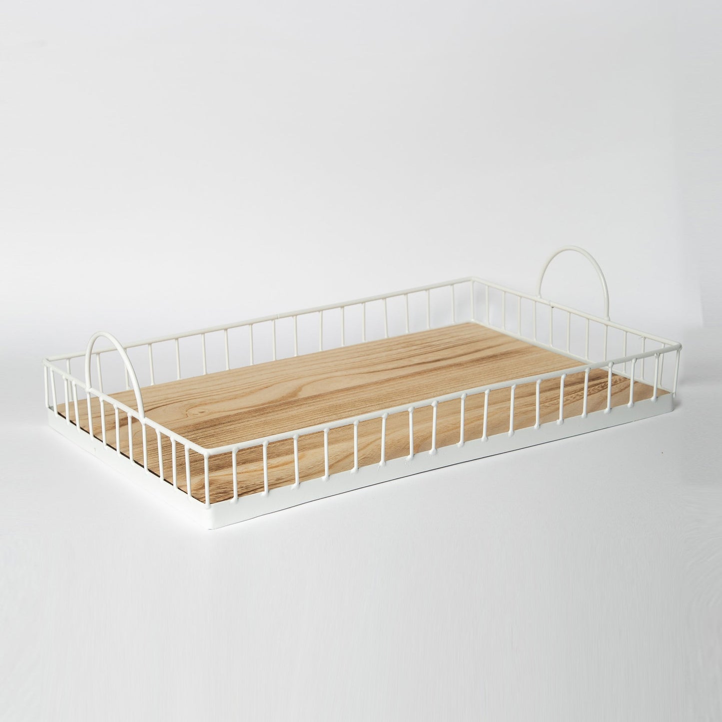 412 - Rectangular Metal & Wood Tray - PoshaBella