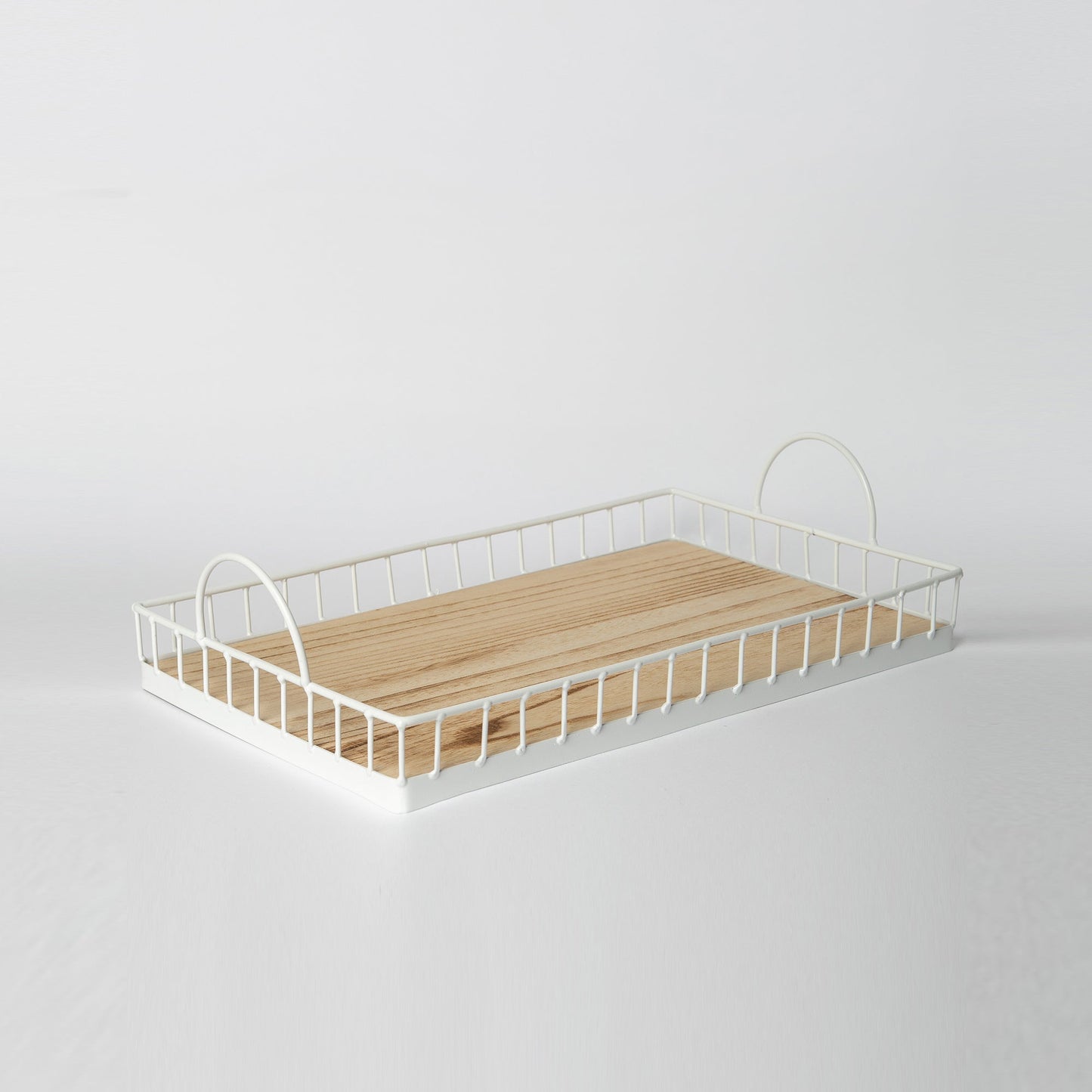 412 - Rectangular Metal & Wood Tray - PoshaBella