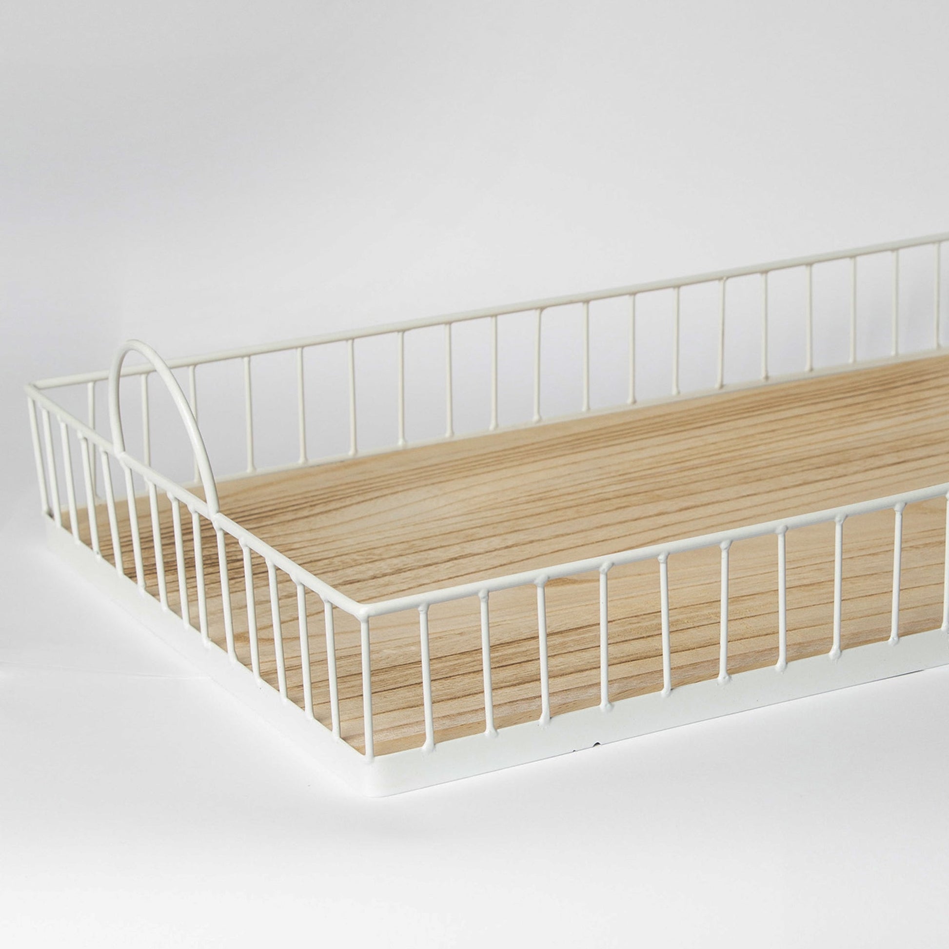 412 - Rectangular Metal & Wood Tray - PoshaBella