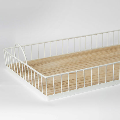 412 - Rectangular Metal & Wood Tray - PoshaBella