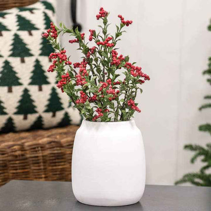 Elegant White Ceramic Wide Vase For Modern Home Decor 6.5 Inch