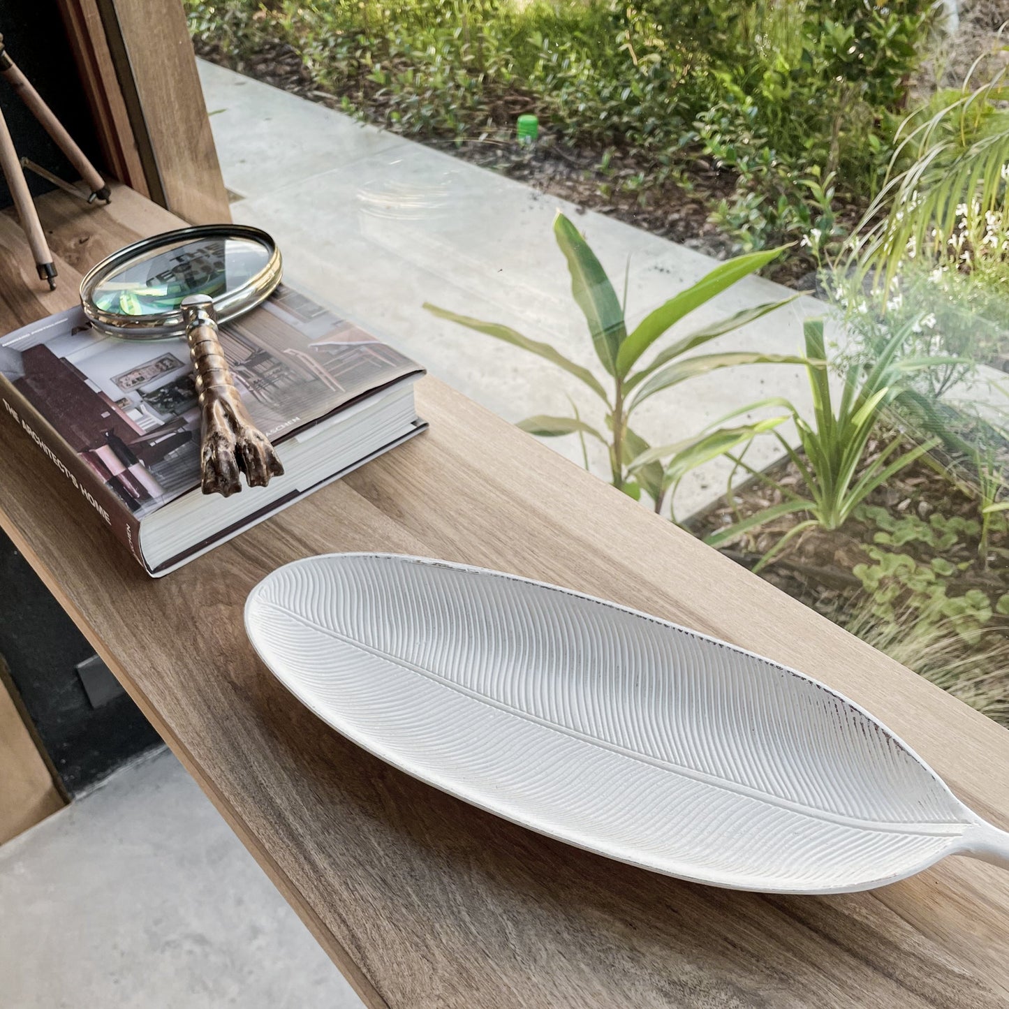 423 - Leaf Design Wood Tray - Elegant Jewelry Plate Tray with Intricate Leaf Design - Decorative Centerpiece for Home, Kitchen, and Events - PoshaBella