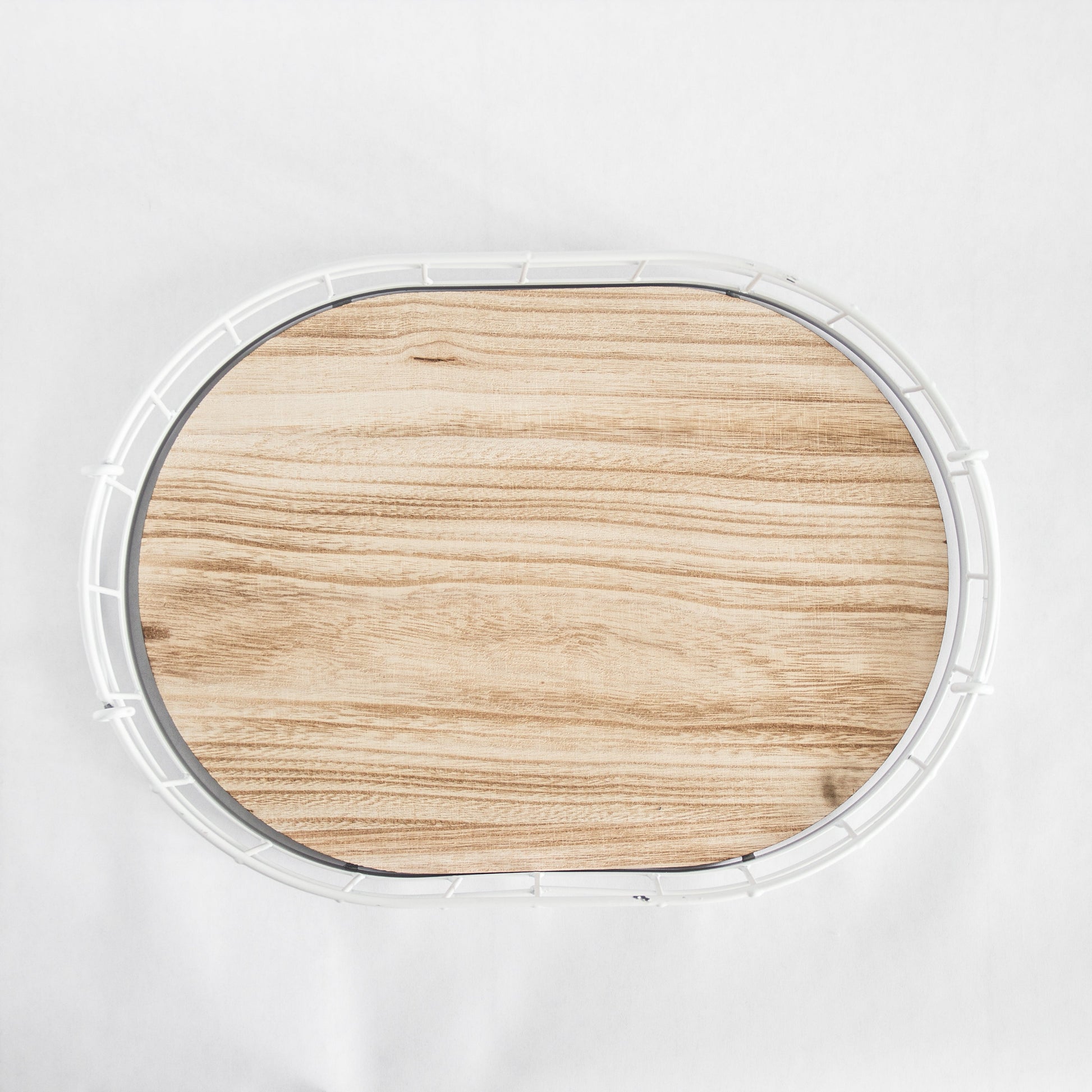 449 - Oval Metal & Wood Tray - PoshaBella