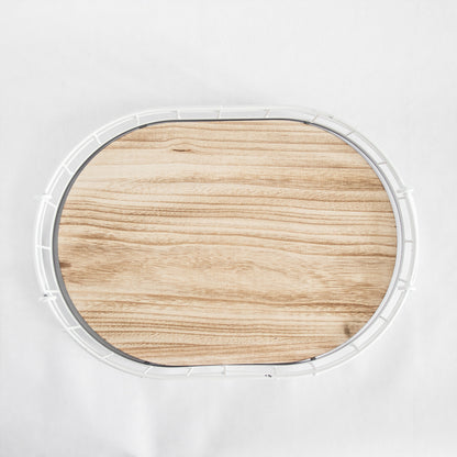 449 - Oval Metal & Wood Tray - PoshaBella