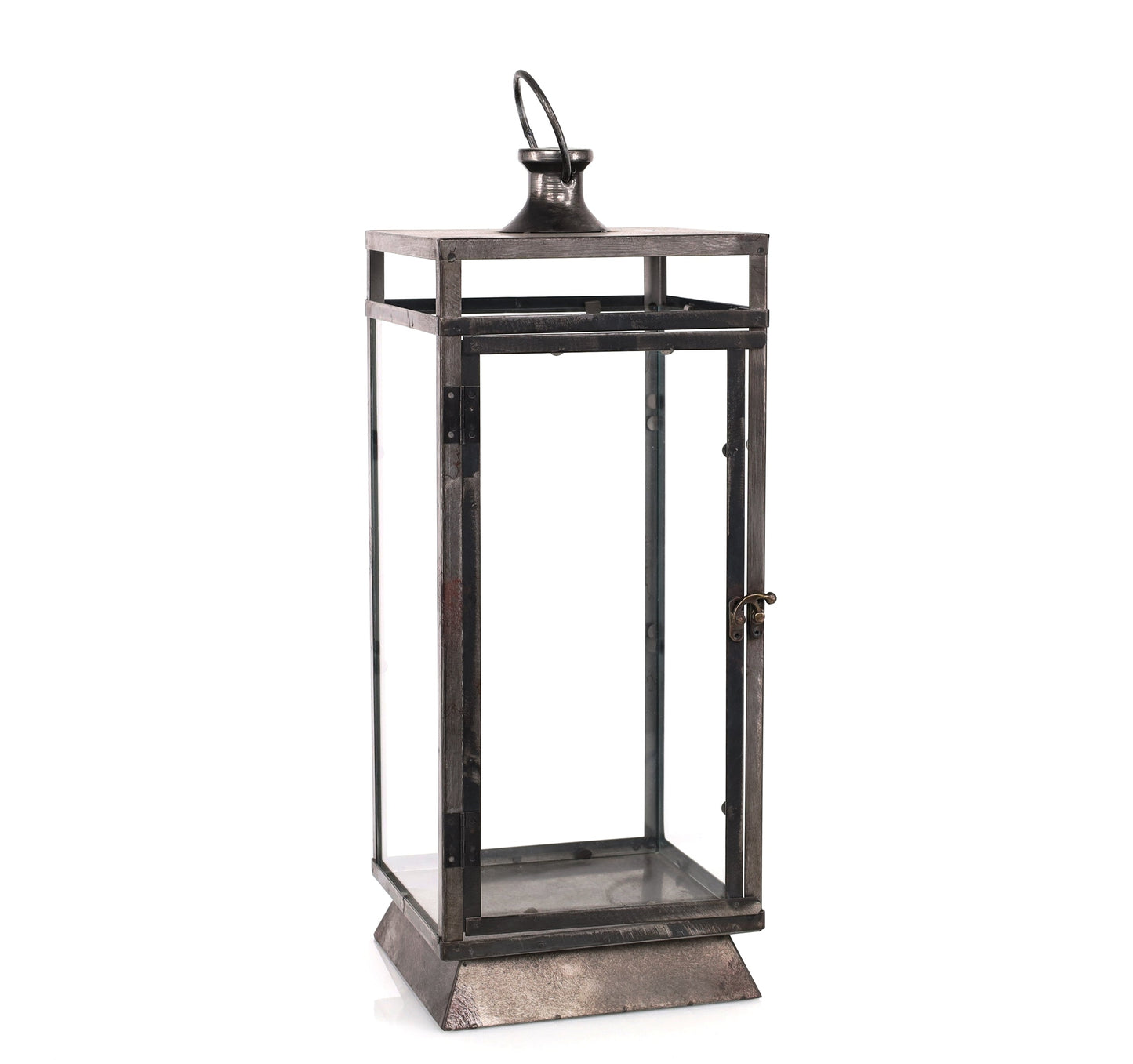 Traditional Farmhouse Black Metal Lantern, 20.5" Tall
