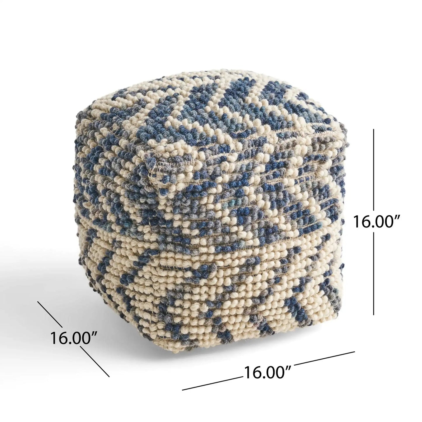 Alina Wool and Cotton Pouf - Natural