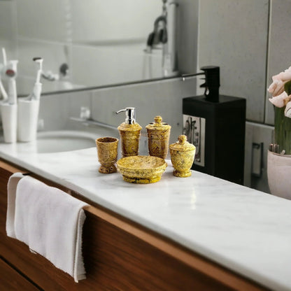 5-Piece Bathroom Accessories Set in Fossil Stone - PoshaBella