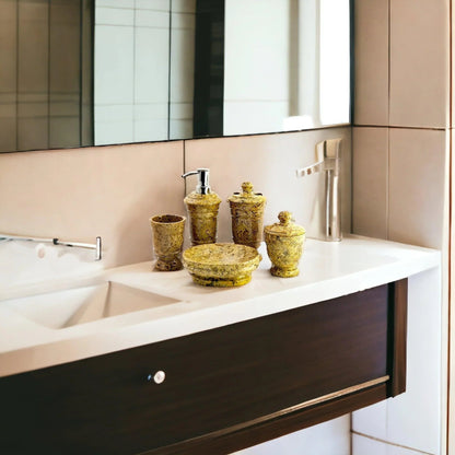 5-Piece Bathroom Accessories Set in Fossil Stone - PoshaBella