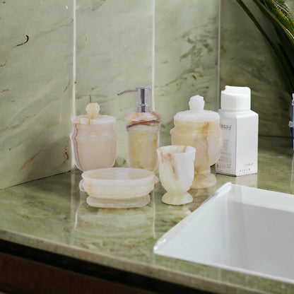 5-Piece bathroom Accessories Set of White Onyx - PoshaBella