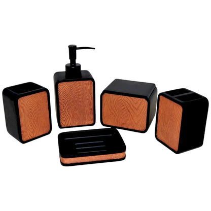 5-Piece Bathroom Set of Wood Finish - PoshaBella