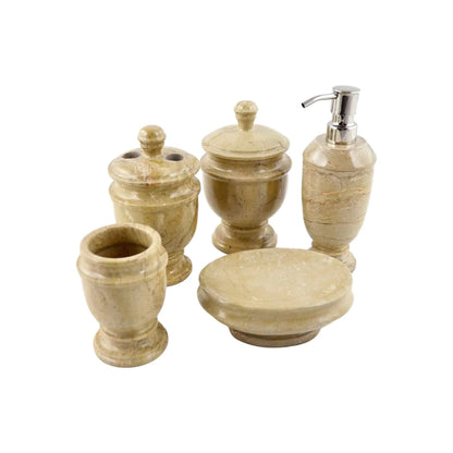 5 Piece Bathroom Set | Beige Marble - PoshaBella