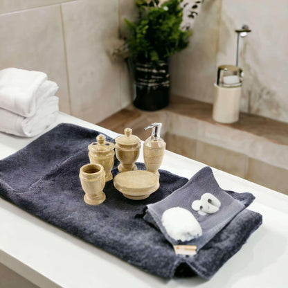 5 Piece Bathroom Set | Beige Marble - PoshaBella
