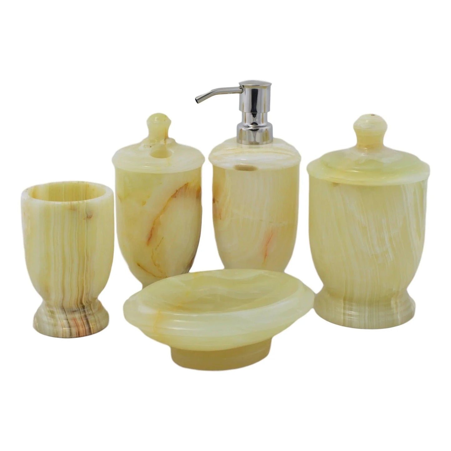5-Piece Onyx Bath Set of Pistachio Onyx - PoshaBella