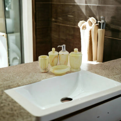 5-Piece Onyx Bath Set of Pistachio Onyx - PoshaBella