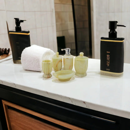 5-Piece Onyx Bath Set of Pistachio Onyx - PoshaBella