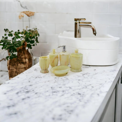 5-Piece Onyx Bath Set of Pistachio Onyx - PoshaBella