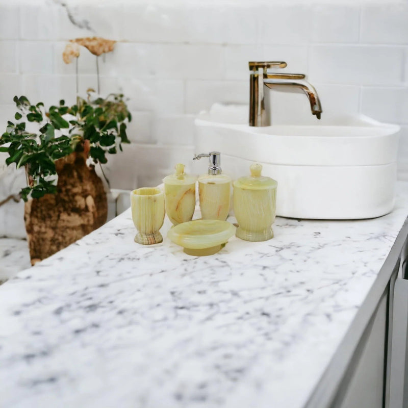 5-Piece Onyx Bath Set of Pistachio Onyx
