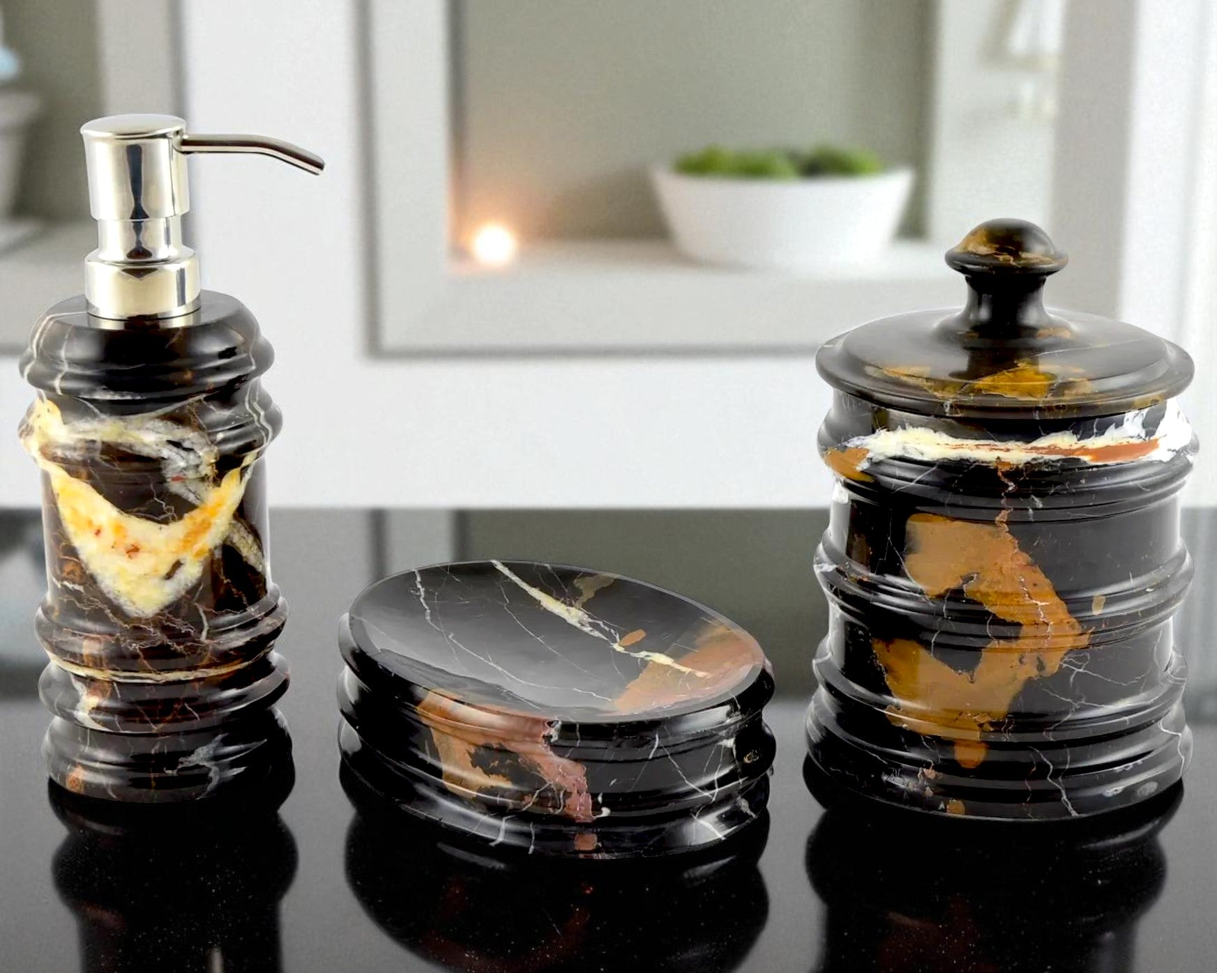 Michelangelo Marble 3-Piece Bathroom Accessory Set - PoshaBella