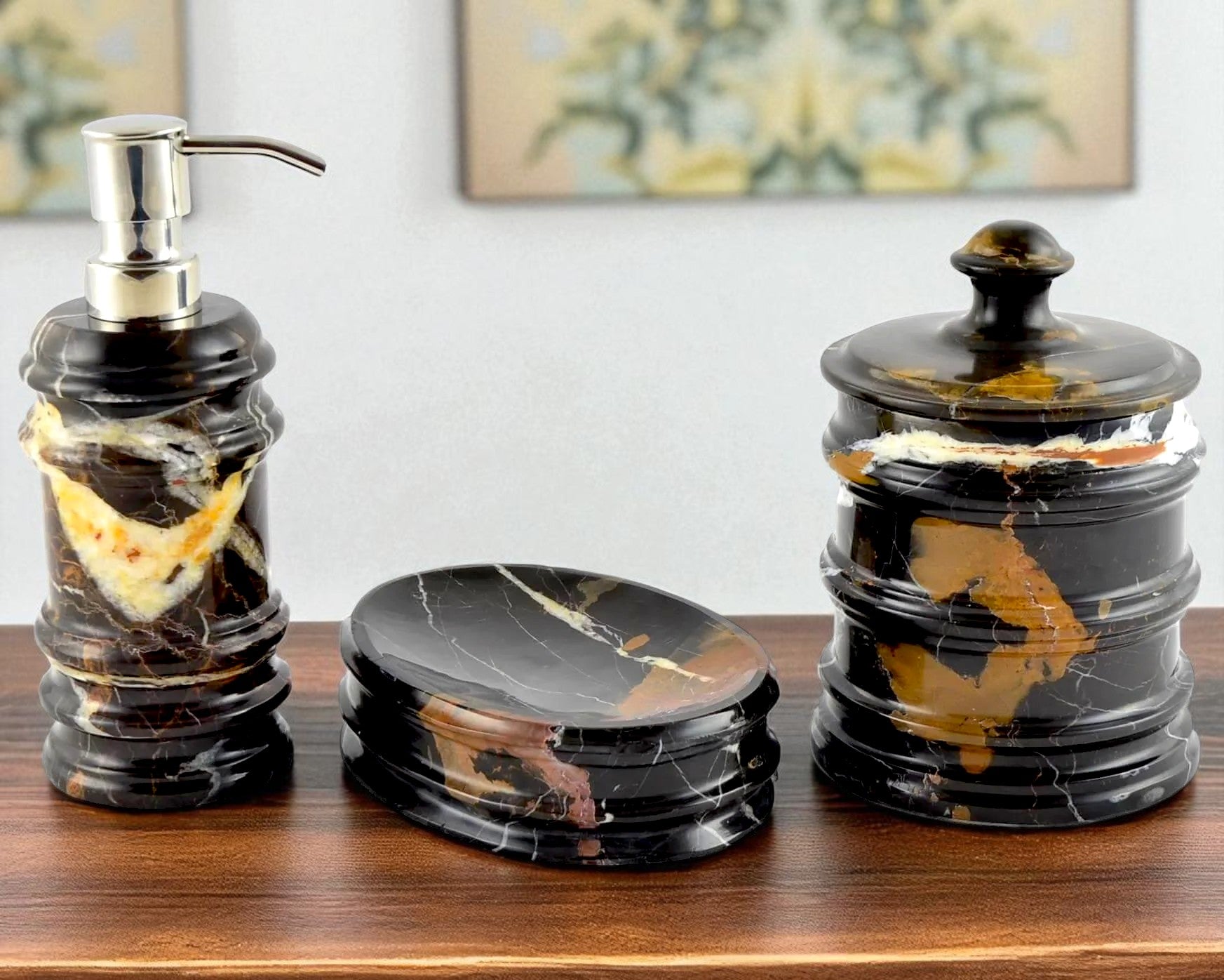 Michelangelo Marble 3-Piece Bathroom Accessory Set - PoshaBella