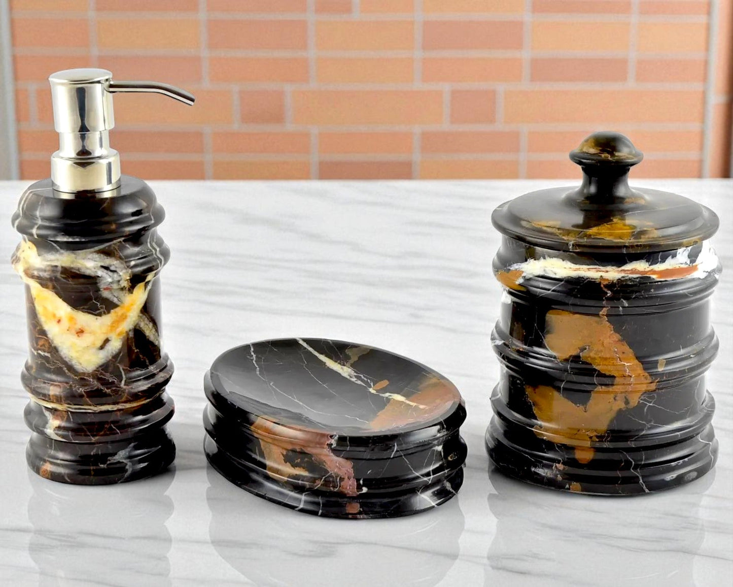 Michelangelo Marble 3-Piece Bathroom Accessory Set - PoshaBella