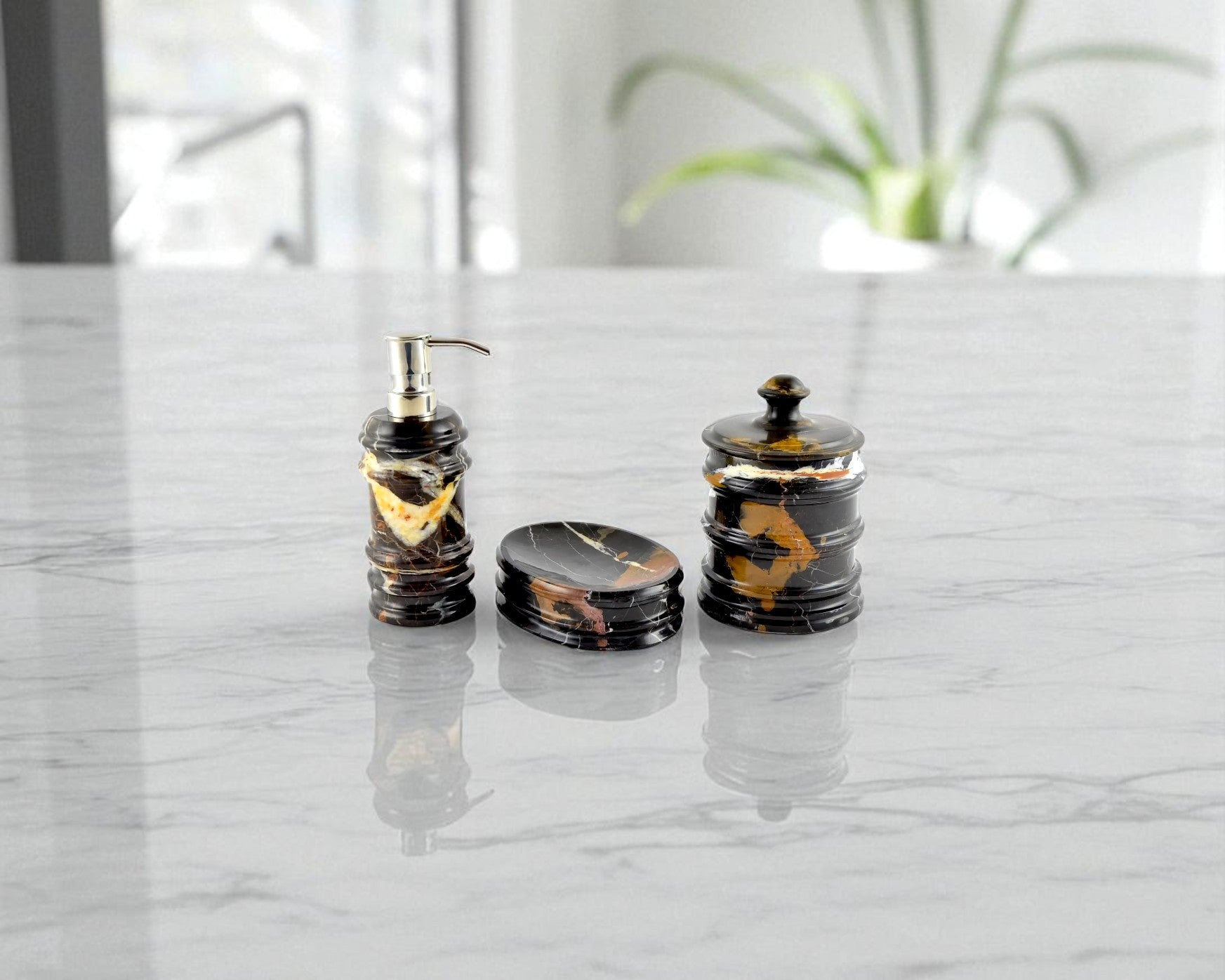 Michelangelo Marble 3-Piece Bathroom Accessory Set - PoshaBella
