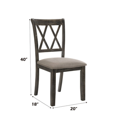 Claudia II - Side Chair (Set of 2) - Beige Fabric & Weathered Gray
