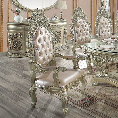Sorina - Arm Chair (Set of 2) - Synthetic Leather & Antique Gold