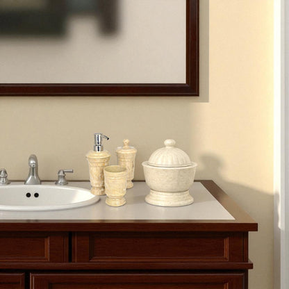 Sahara Beige Marble 3 Piece Bathroom Accessory Set - PoshaBella