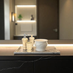 Sahara Beige Marble 3 Piece Bathroom Accessory Set