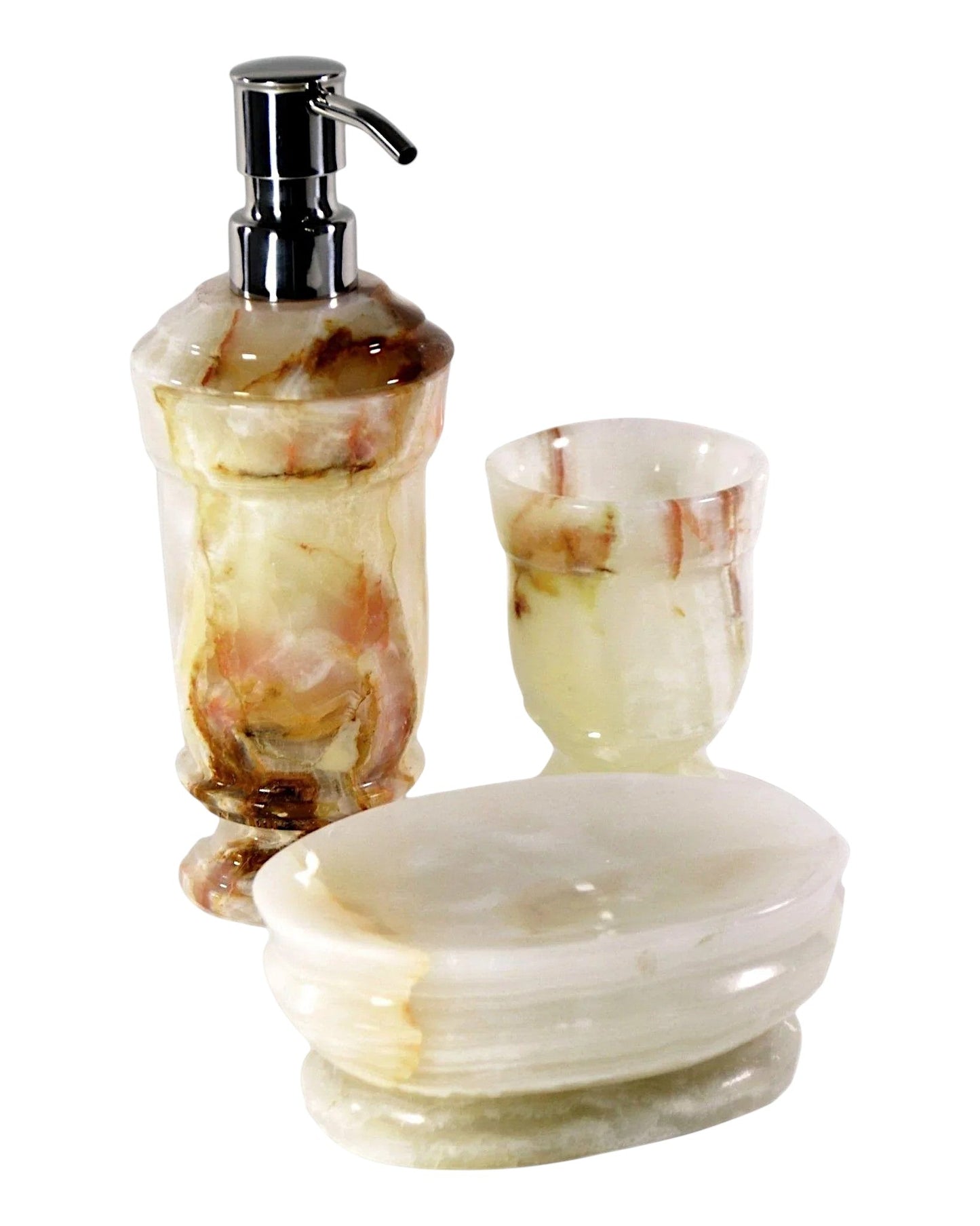 White Onyx 3-Piece Bathroom Accessory Set - PoshaBella