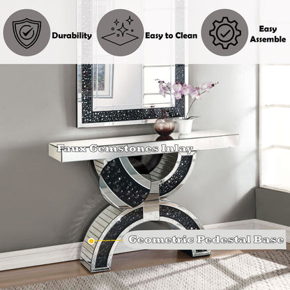 Nysa - Console Table With Faux Crystals - Mirrored