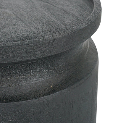 Black Wooden Cylinder Side Table