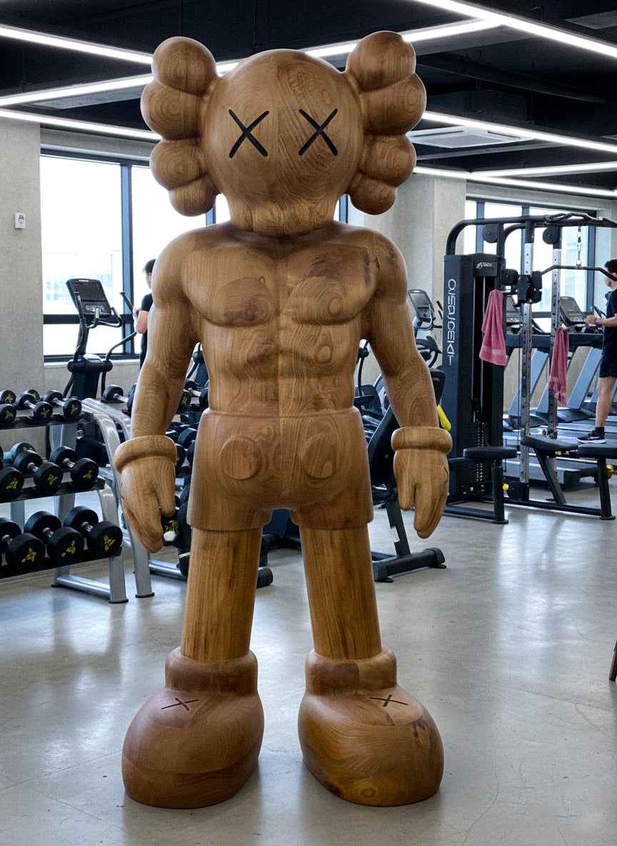 Muscular Wooden Sculpture – Gym & Fitness Art Decor