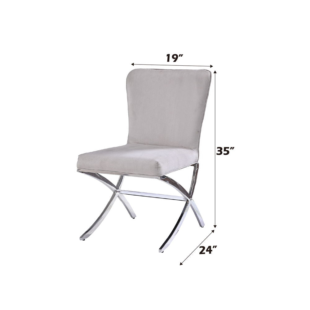 Daire - Side Chair (Set of 2) - Light Gray Velvet & Chrome