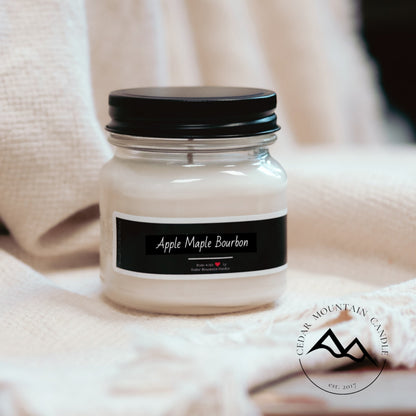Black & White Label Mason Jar Soy Candle - PoshaBella