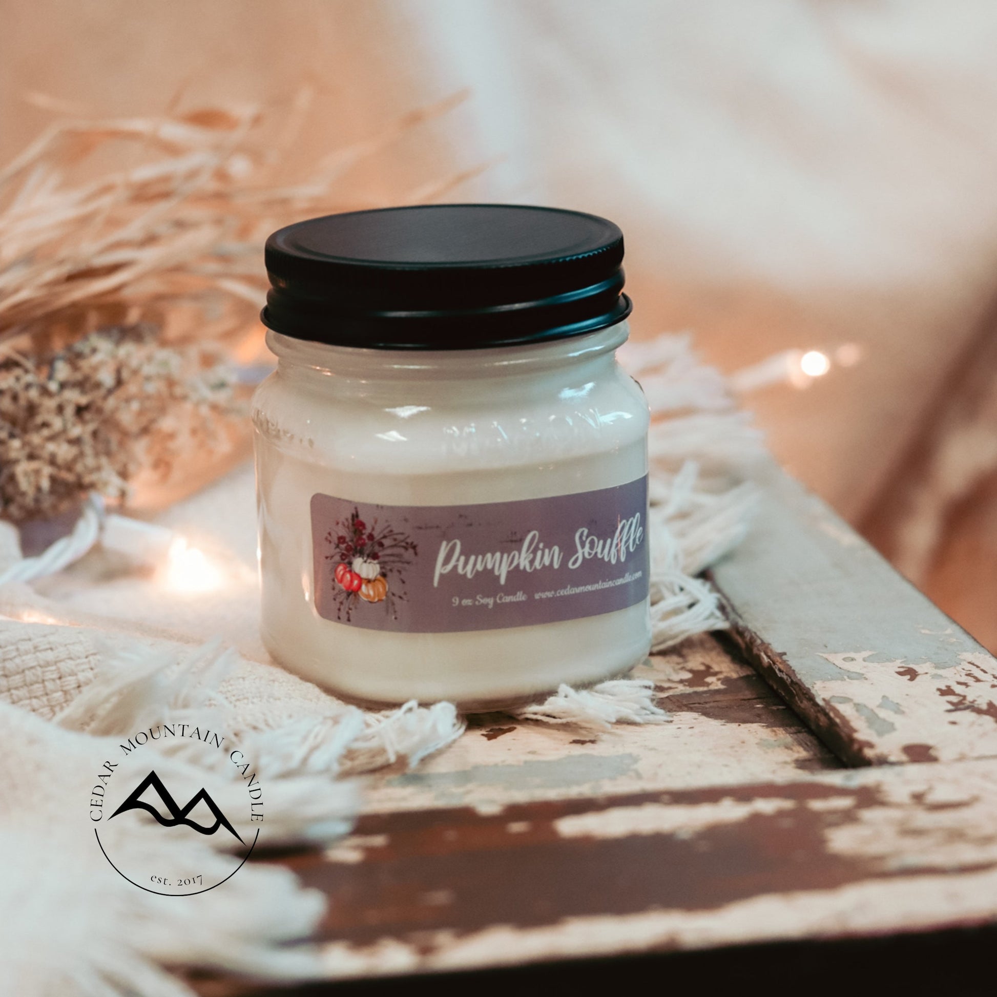 Fall Mauve Pumpkin Mason Jar Candle - PoshaBella