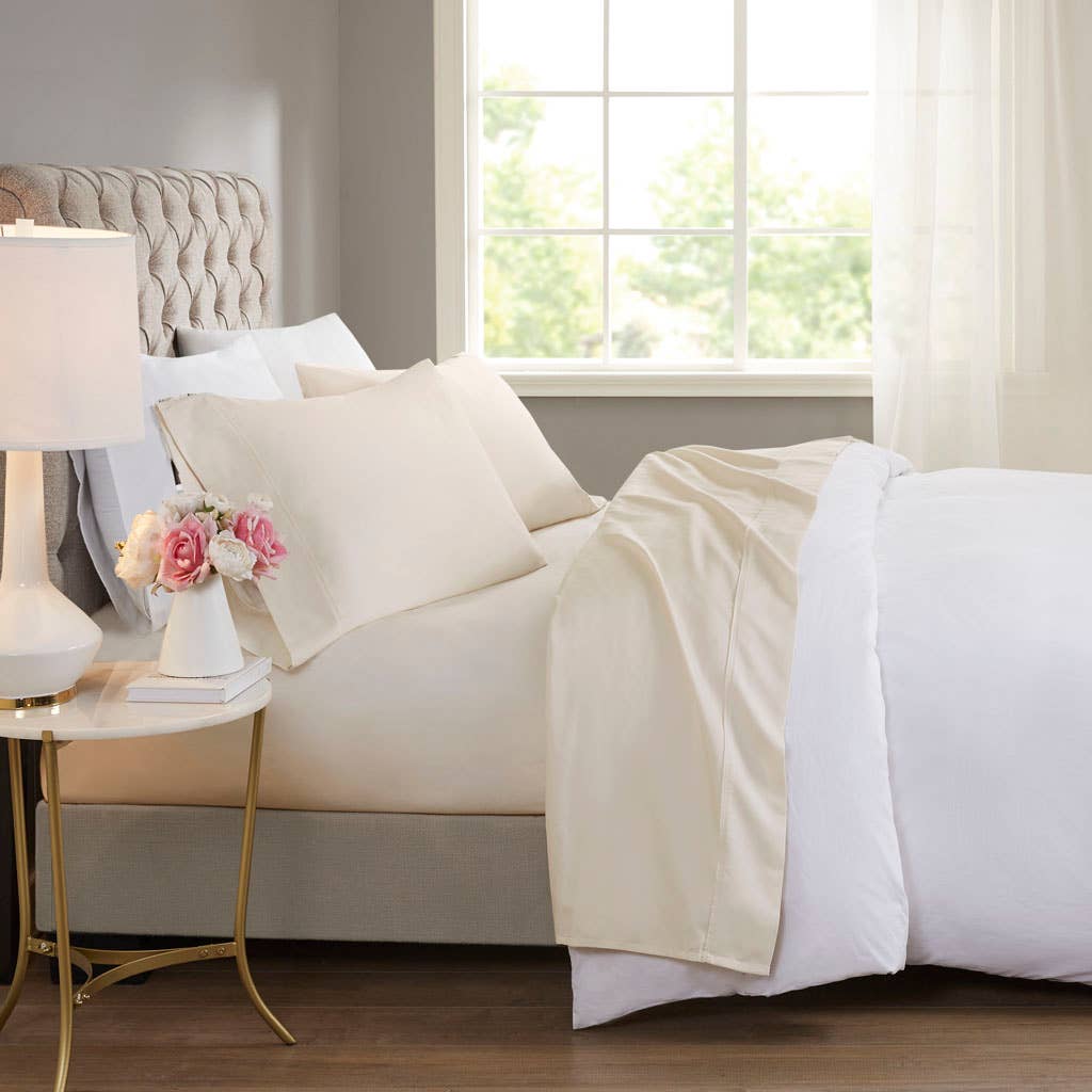 Olliix - Cooling 600 Thread Count 4 Pieces Cotton Sheets Set - PoshaBella