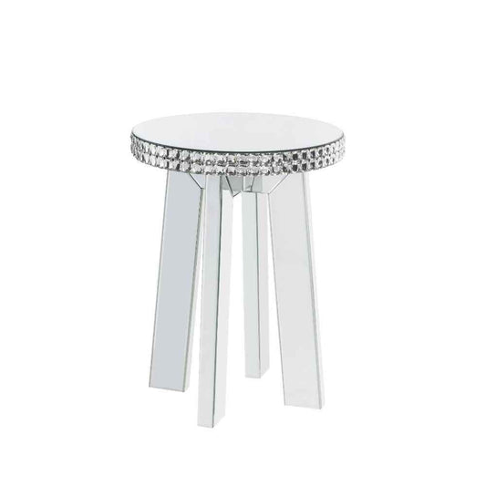 Lotus - End Table - Mirrored & Faux Ice Cube Crystals
