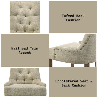 Yotam - Side Chair (Set of 2) - Beige Fabric & Salvaged Oak