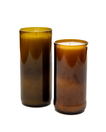 Midnight Fig Reclaimed Amber Bottle Candle - PoshaBella