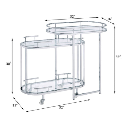 Piffo - Serving Cart Set - Clear Glass & Chrome