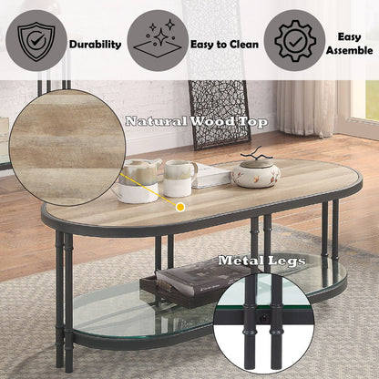 Brantley - Coffee Table - Oak & Sandy Black