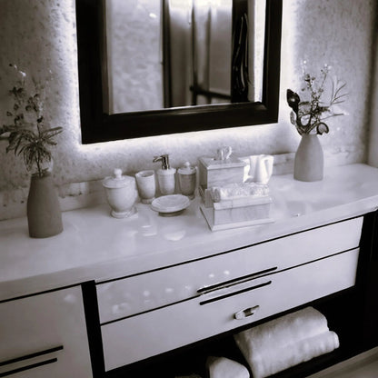 7 Piece Bathroom Set of White Marble - PoshaBella
