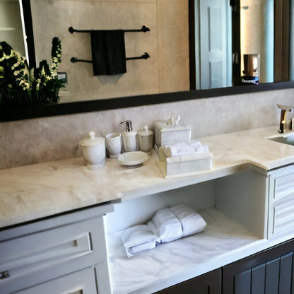 7 Piece Bathroom Set of White Marble - PoshaBella