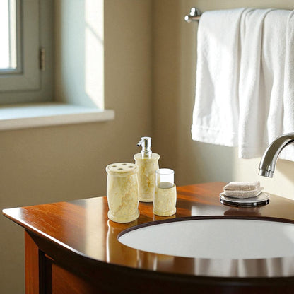 Marble Bathroom Accessories Set | Sahara Beige Marble - PoshaBella