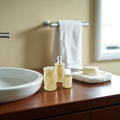 Marble Bathroom Accessories Set | Sahara Beige Marble - PoshaBella