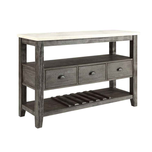 Merel - Server - White Marble Top & Gray Oak