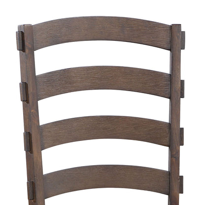 Pascaline - Side Chair (Set of 2) - Gray Fabric, Rustic Brown & Oak