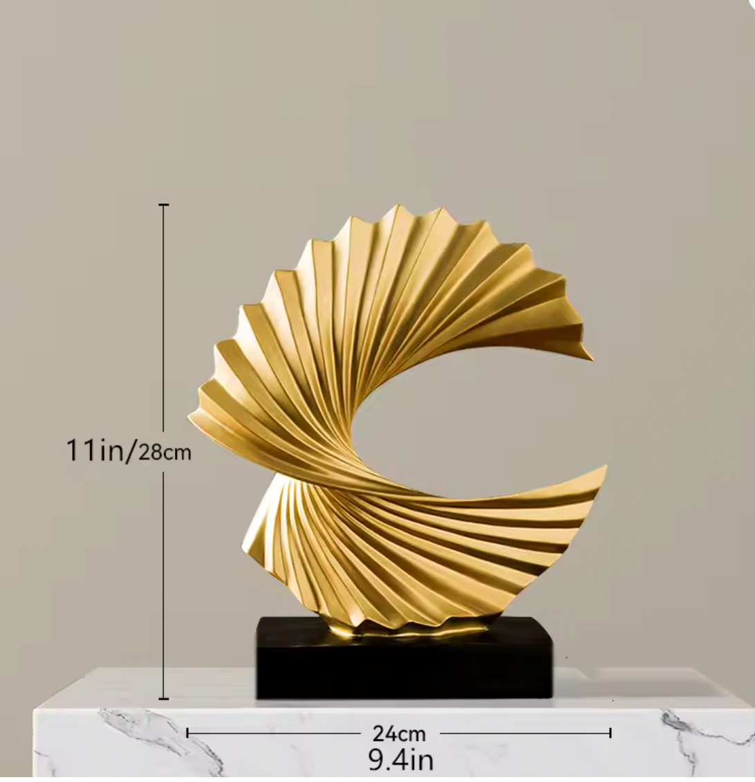 Modern Gold Wave Abstract Sculpture - Home Art Deco