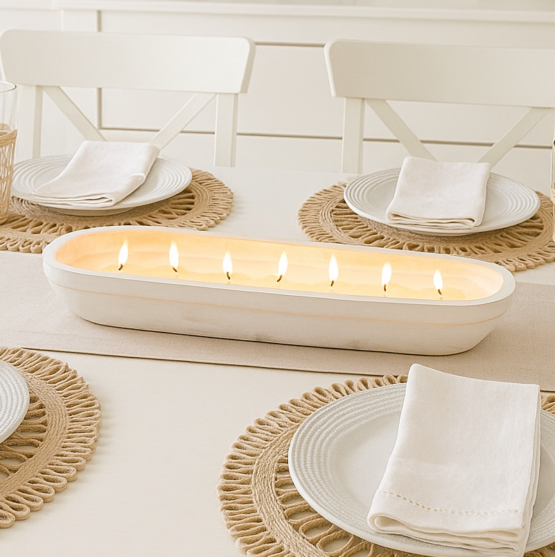 Arabian Dusk - 7 Wick White Wood Dough Bowl Candle